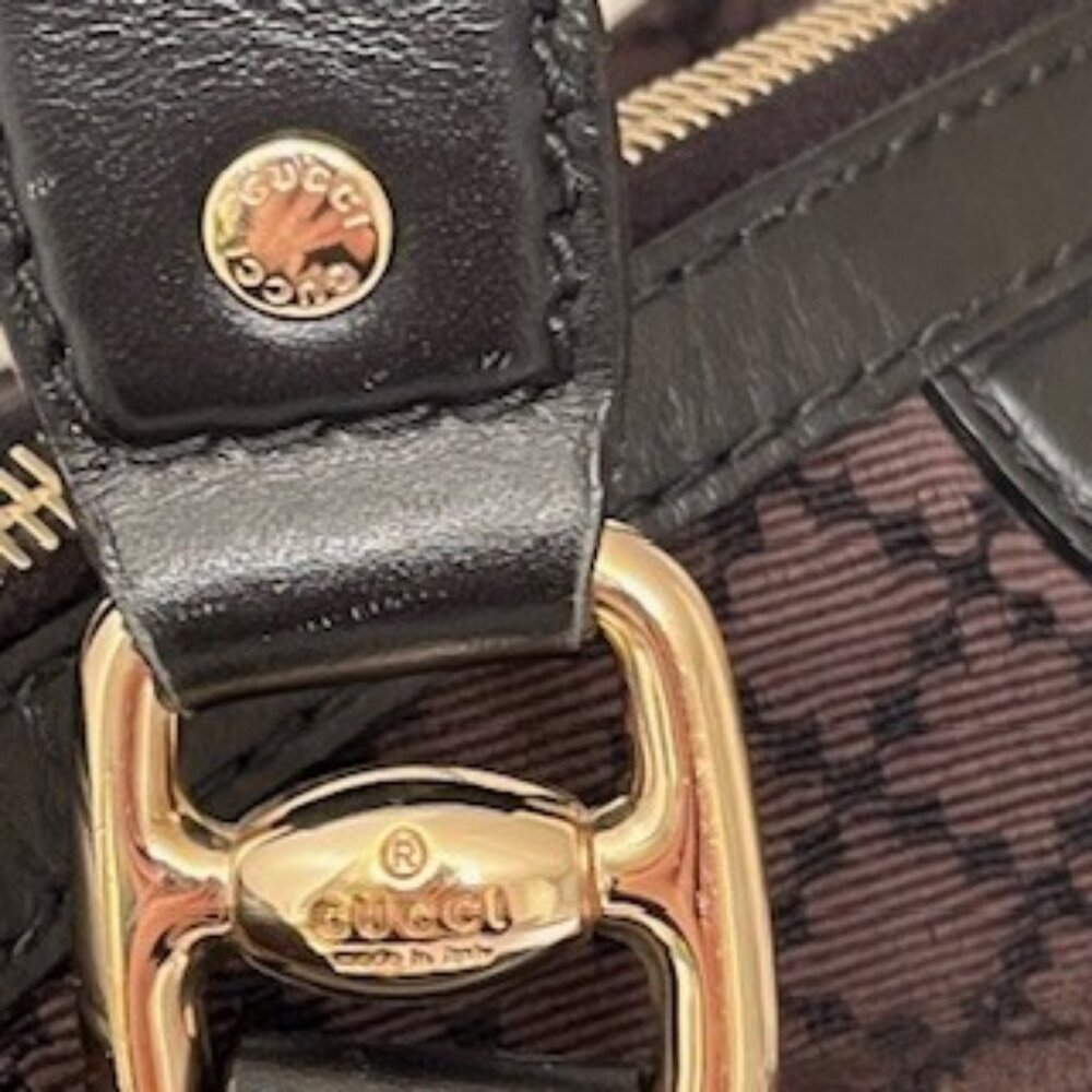 GUCCI Shoulder Bag,  Brown Canvas and Leather - Picture 9 of 12